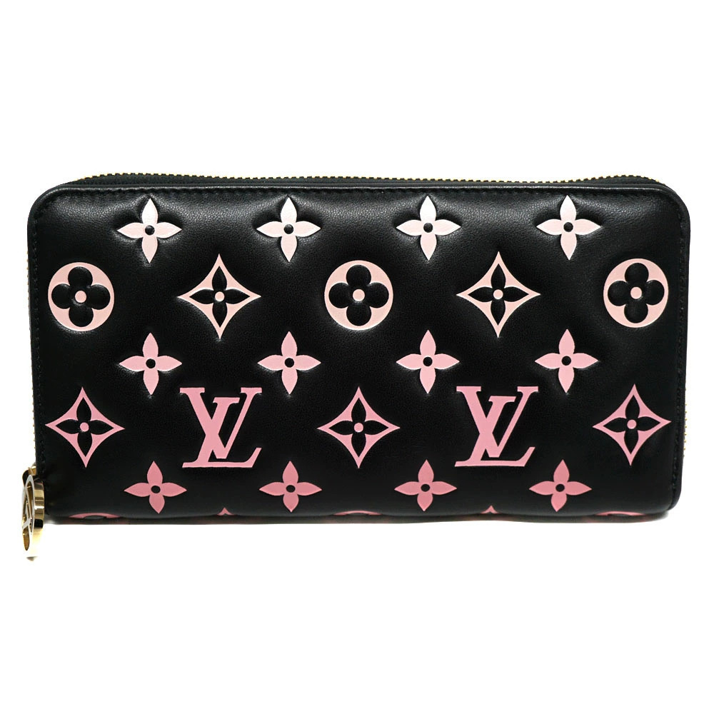Louis Vuitton Zippy Wallet Cushion Leather Pink Black